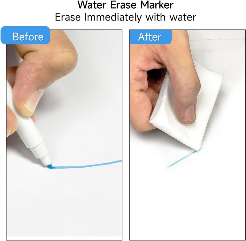 KEARING Erasable Marker Set, Disappearing ink for Fabric Embroidery, Air/Water Erasable Marker (Water-Erasable(2*Blue+2*White)) - Image 2